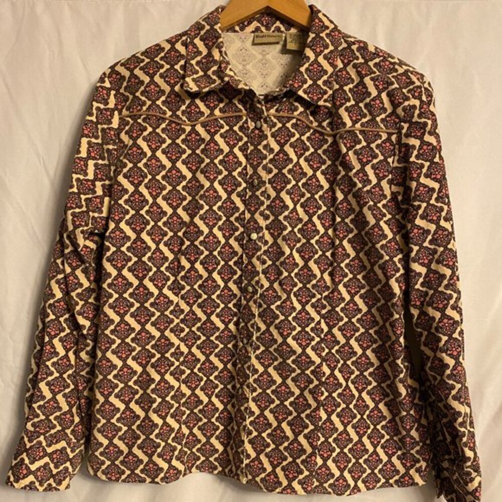 Ruff Hewn Pearl Snap Button Long Sleeve Western Shirt Size L